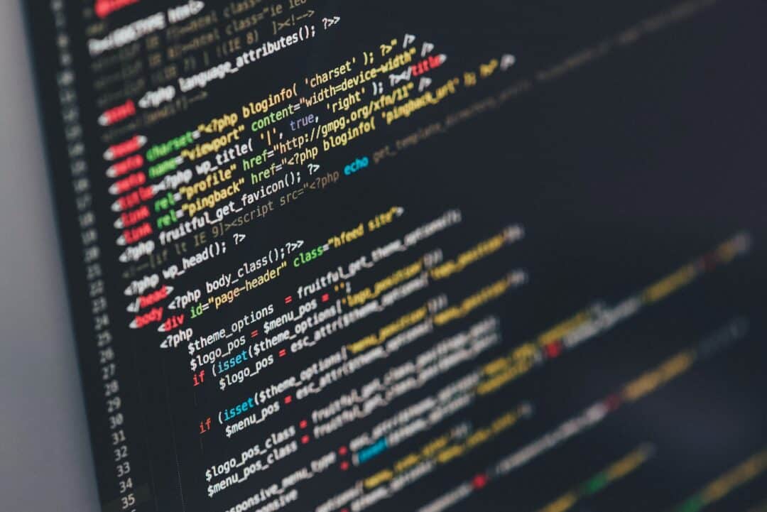 Extract of code on screen. Utdrag av kod på skärm.