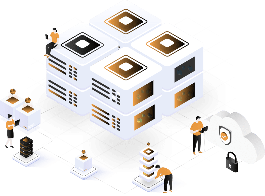 Illustration, people working with Container as a Service. Illustration, människor som jobbar med Container as a Service.