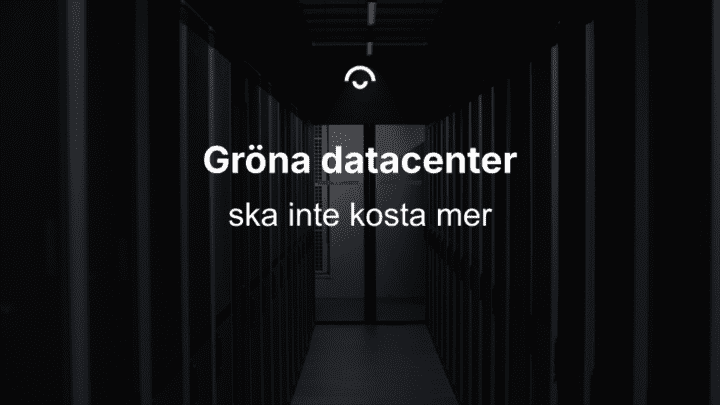 The inside of Binero's green data centre, with article title above the picture. Insidan av Bineros gröna datacenter, med artikelrubrik över bilden.